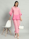 Women Pink Cotton Ombre Two Piece Co-ord Set