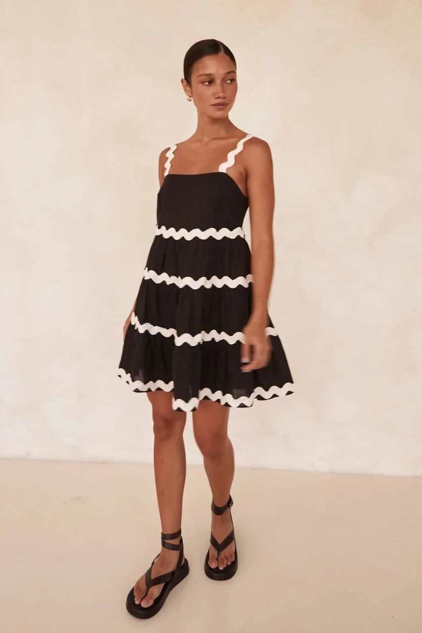 Beautiful Black Ric Rac Mini Dress