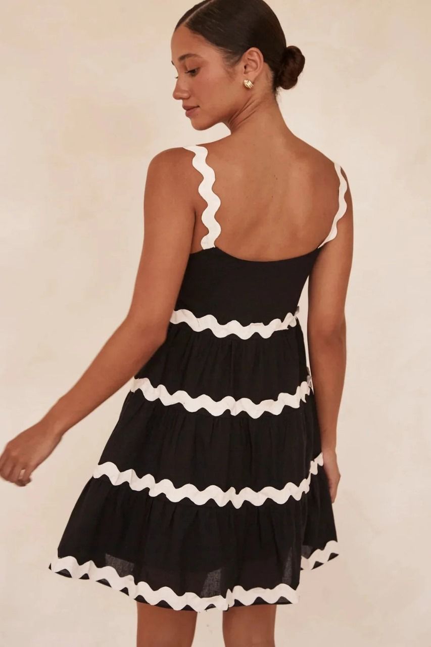 Beautiful Black Ric Rac Mini Dress