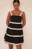 Beautiful Black Ric Rac Mini Dress